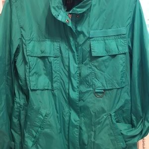 Gap green windbreaker with zippered hoodie size S